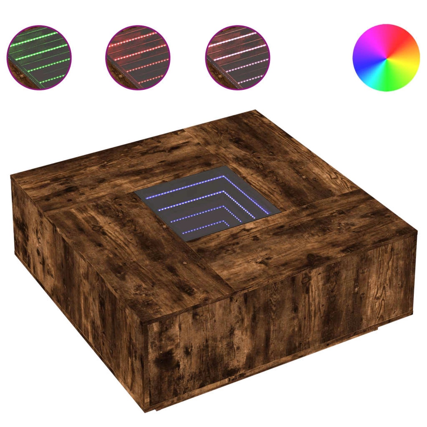 vidaXL Couchtisch mit Infinity-LED Räuchereiche 100x100x40 cm 3284046 von VIDAXL