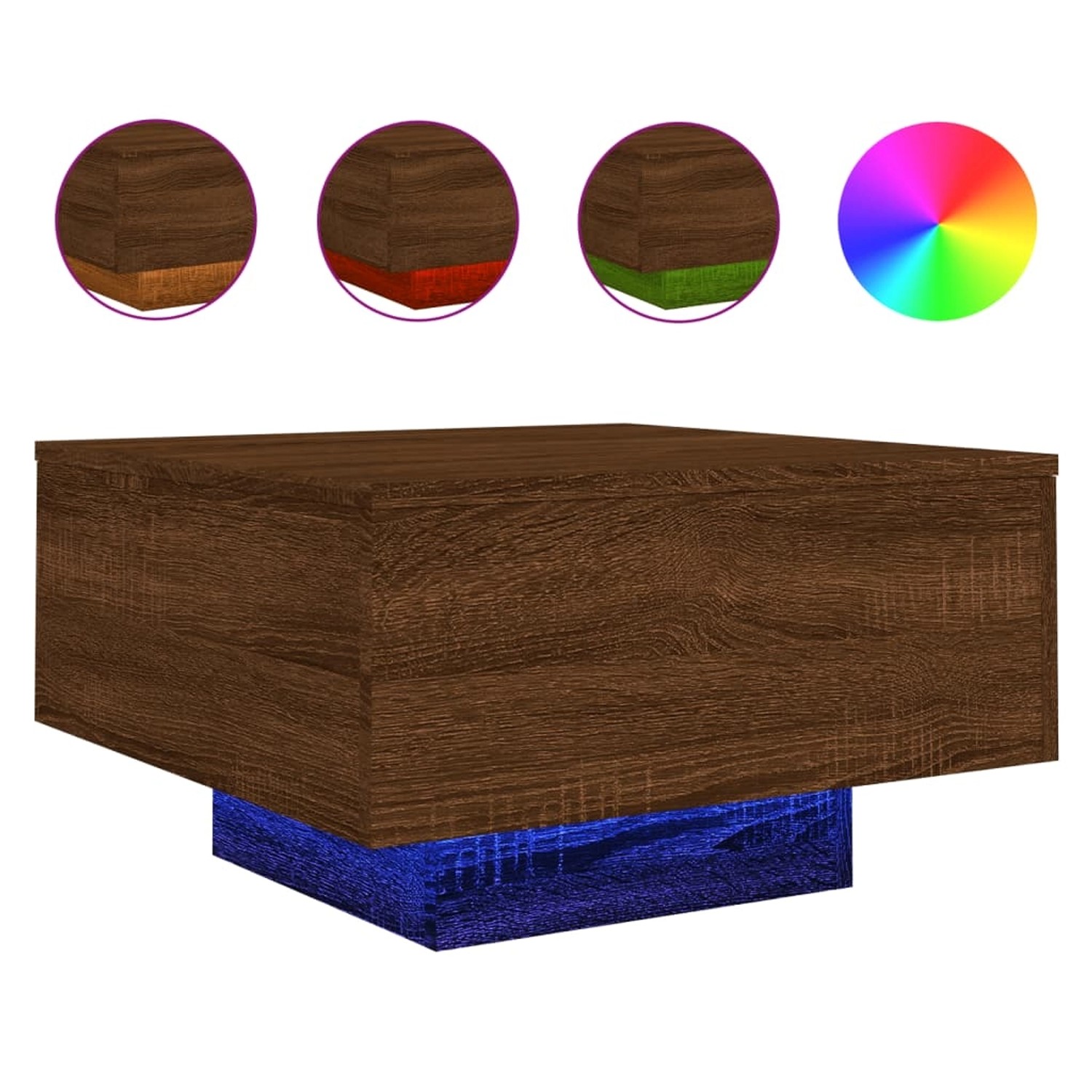 vidaXL Couchtisch mit LED-Leuchten Braun Eichen-Optik 55x55x31 cm von VIDAXL