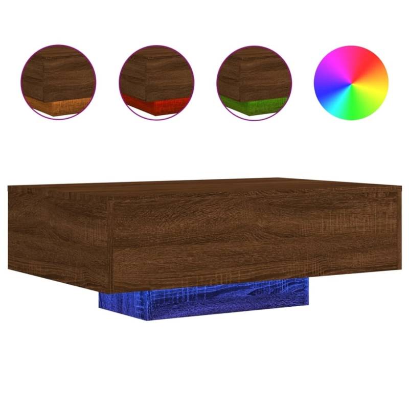 vidaXL Couchtisch mit LED-Leuchten Braun Eichen-Optik 85x55x31 cm von VIDAXL