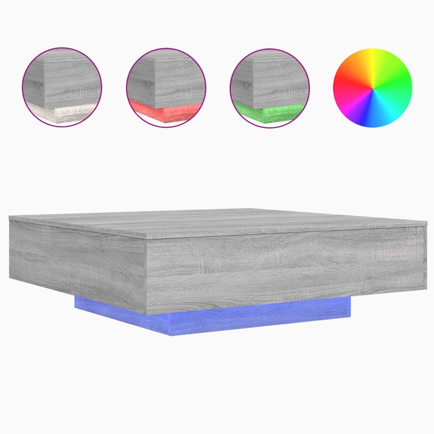 vidaXL Couchtisch mit LED-Leuchten Grau Sonoma 100x100x31 cm vidaXL Couchtisch mit LED-Leuchten Grau Sonoma 100x100x31 cm von VIDAXL