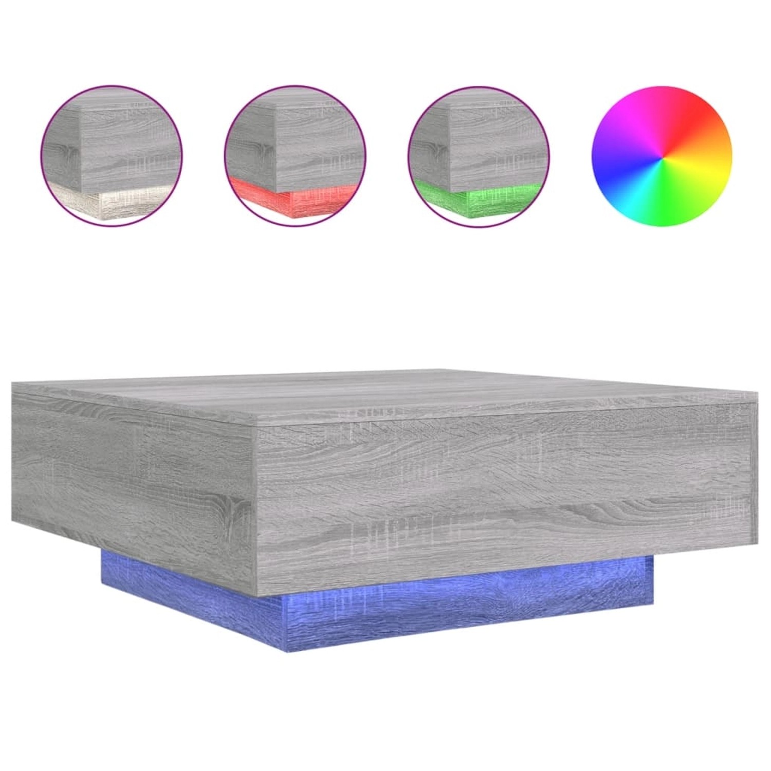 vidaXL Couchtisch mit LED-Leuchten Grau Sonoma 80x80x31 cm vidaXL Couchtisch mit LED-Leuchten Grau Sonoma 80x80x31 cm von VIDAXL