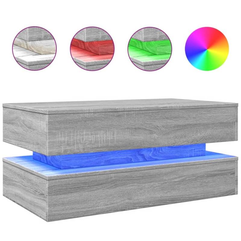 vidaXL Couchtisch mit LED-Leuchten Grau Sonoma 90x50x40 cm von VIDAXL
