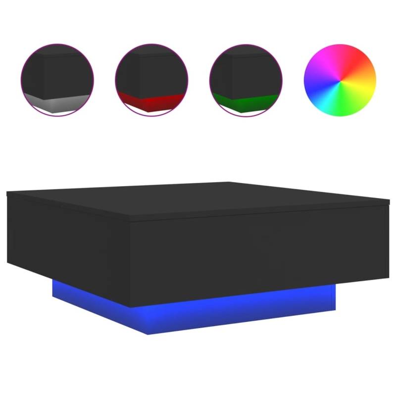 vidaXL Couchtisch mit LED-Leuchten Schwarz 80x80x31 cm von VIDAXL