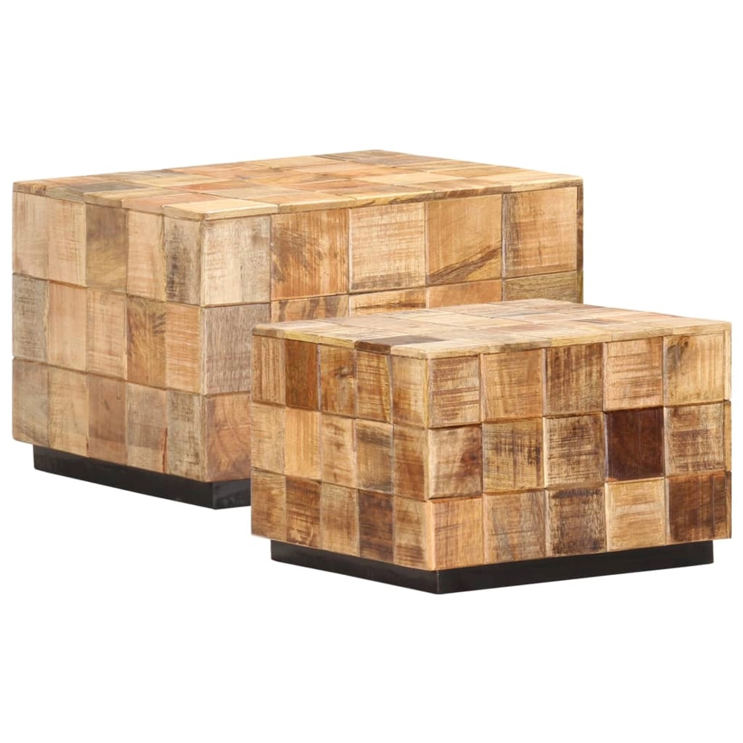 vidaXL Couchtische 2 Stk. in Block-Design Raues Mango-Massivholz 286435 von VIDAXL