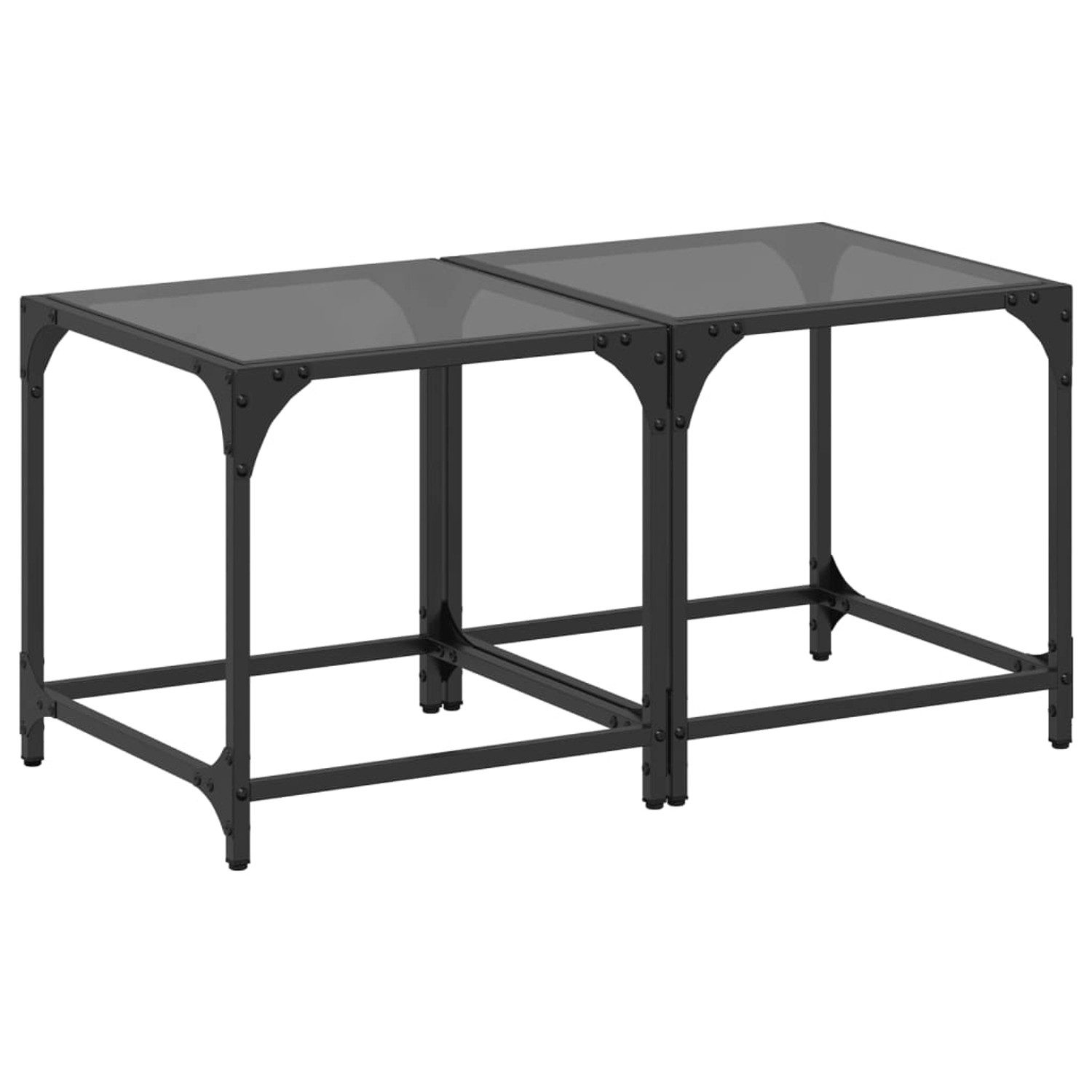 vidaXL Couchtische mit Glasplatte 2 Stk Schwarz 40x40x40 cm Stahl 845961 von VIDAXL