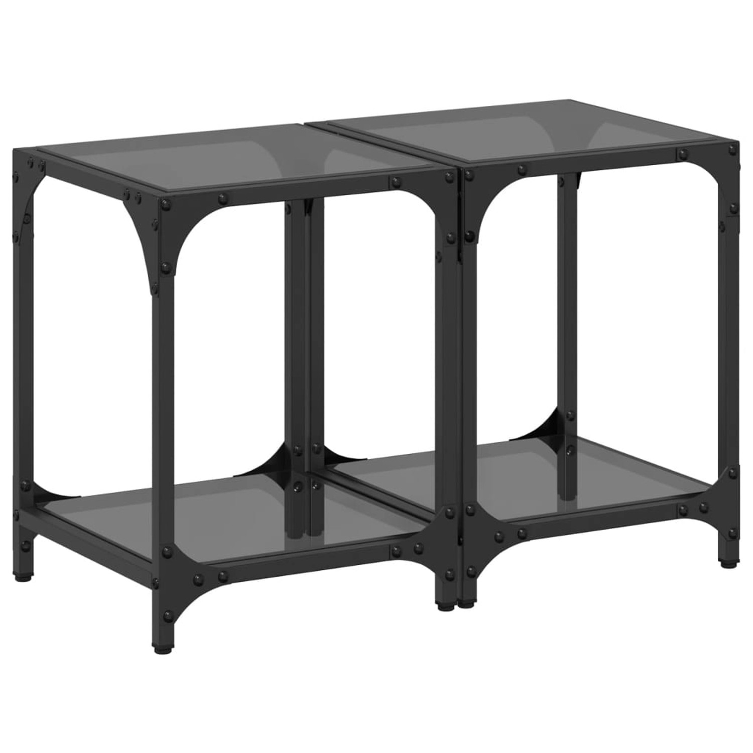 vidaXL Couchtische mit Glasplatte 2 Stk. Schwarz 30x30x40 cm Stahl Modell 1 von VIDAXL