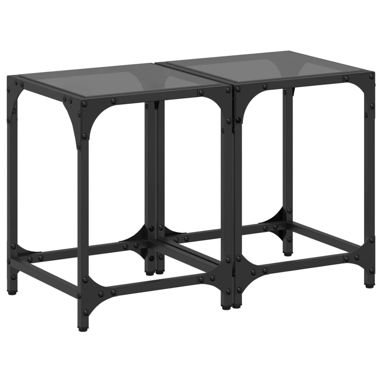 vidaXL Couchtische mit Glasplatte 2 Stk. Schwarz 30x30x40 cm Stahl von VIDAXL