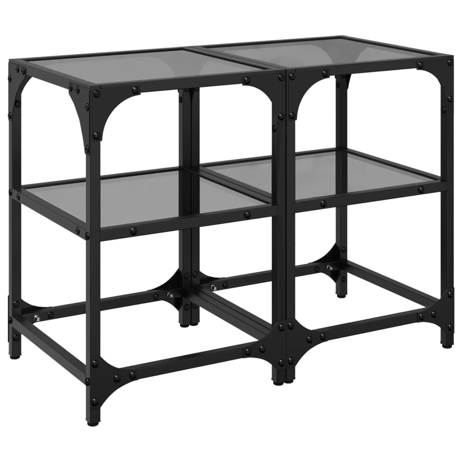 vidaXL Couchtische mit Glasplatte 2 Stk. Schwarz 30x30x45 cm Stahl von VIDAXL