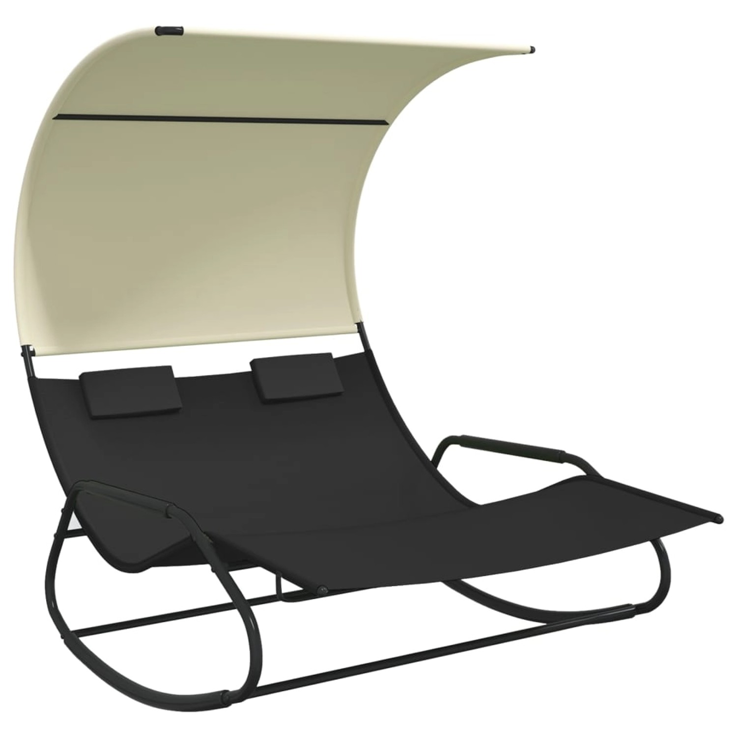 VidaXL Doppel-Schaukelliege mit Sonnendach Schwarz und Creme VidaXL Doppel-Schaukelliege mit Sonnendach Schwarz und Creme von VIDAXL