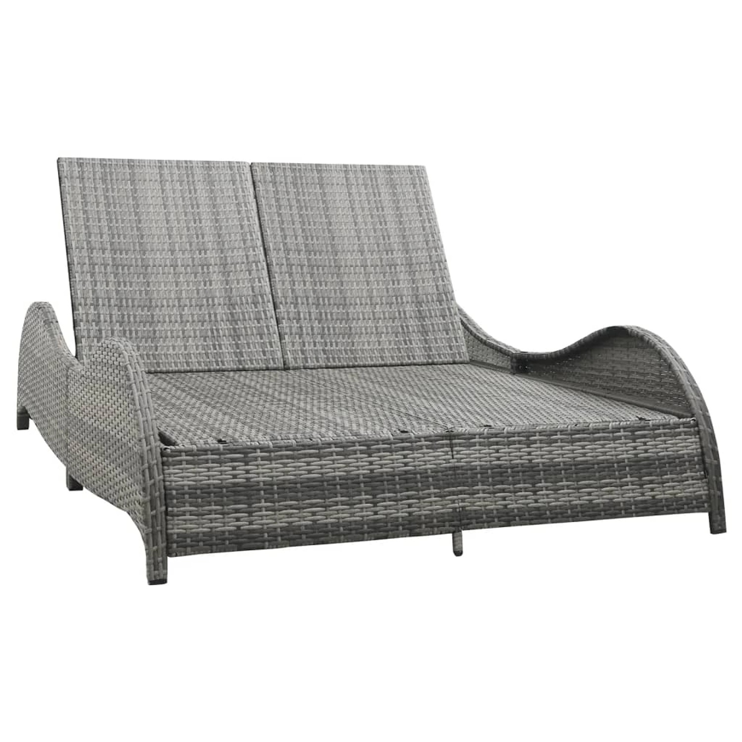 VidaXL Doppel-Sonnenliege mit Auflage Poly Rattan Anthrazit VidaXL Doppel-Sonnenliege mit Auflage Poly Rattan Anthrazit von VIDAXL