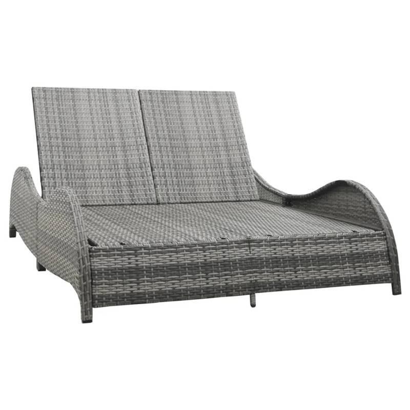 VidaXL Doppel-Sonnenliege mit Auflage Poly Rattan Anthrazit von VIDAXL