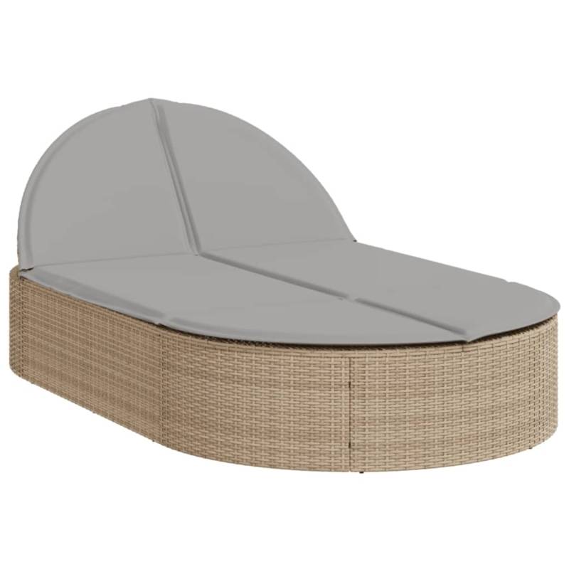 vidaXL Doppel-Sonnenliege mit Auflagen Beige Poly Rattan 368649 von VIDAXL