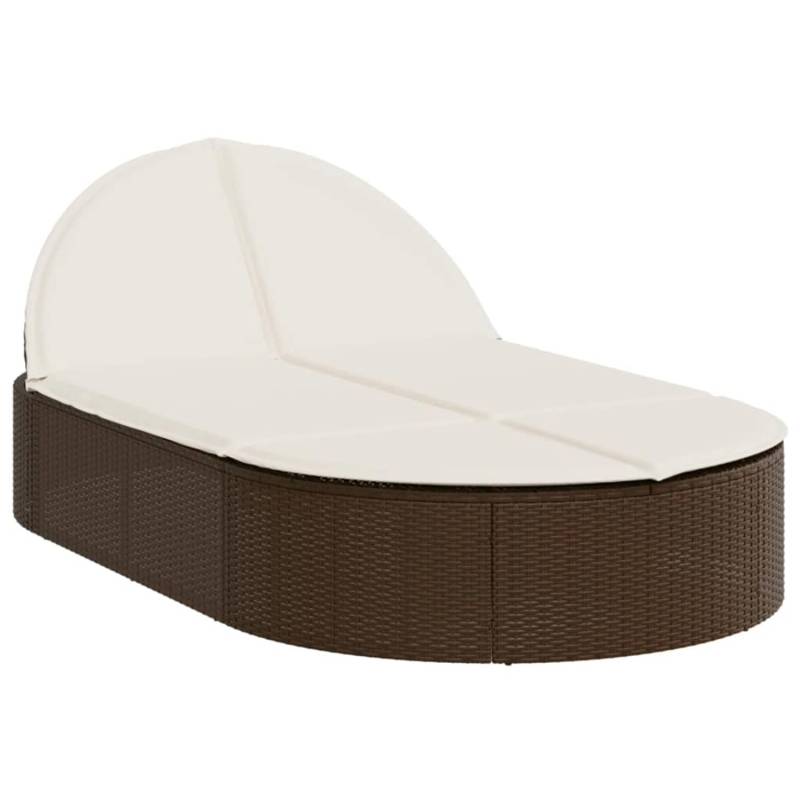 vidaXL Doppel-Sonnenliege mit Auflagen Braun Poly Rattan 368647 von VIDAXL