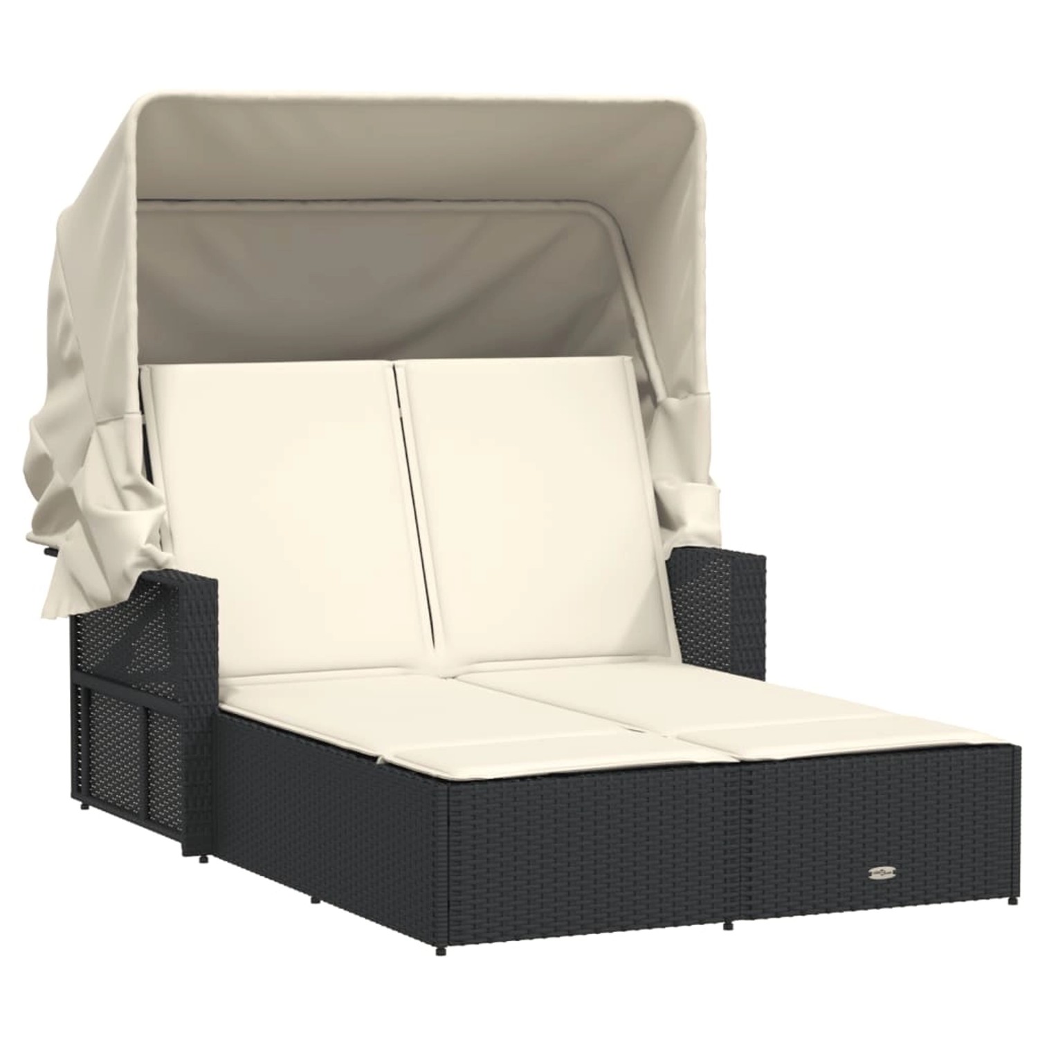 vidaXL Doppel-Sonnenliege mit Dach und Auflagen Schwarz Poly Rattan 365806 vidaXL Doppel-Sonnenliege mit Dach und Auflagen Schwarz Poly Rattan 365806 von VIDAXL