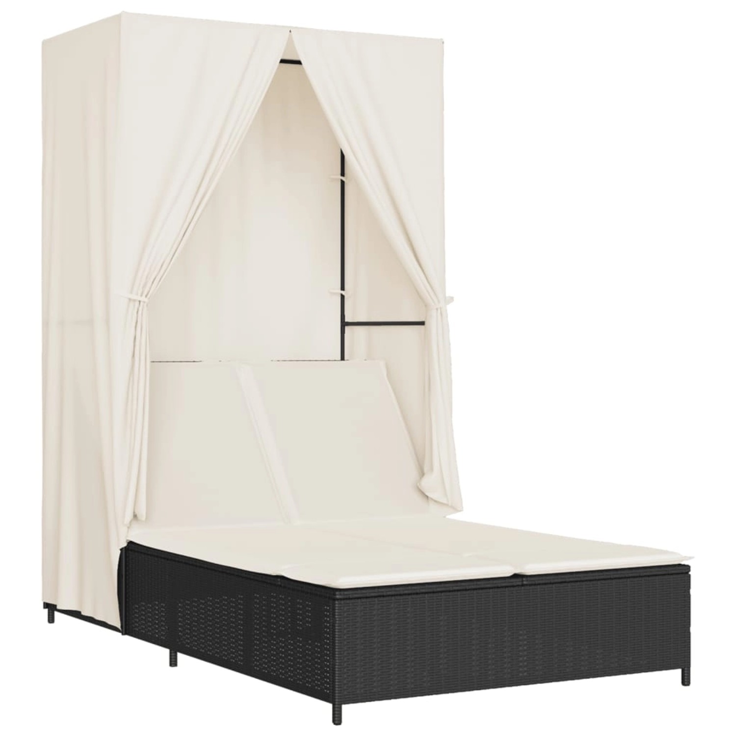 vidaXL Doppel-Sonnenliege mit Dach und Vorhängen Schwarz Poly-Rattan 368099 vidaXL Doppel-Sonnenliege mit Dach und Vorhängen Schwarz Poly-Rattan 368099 von VIDAXL
