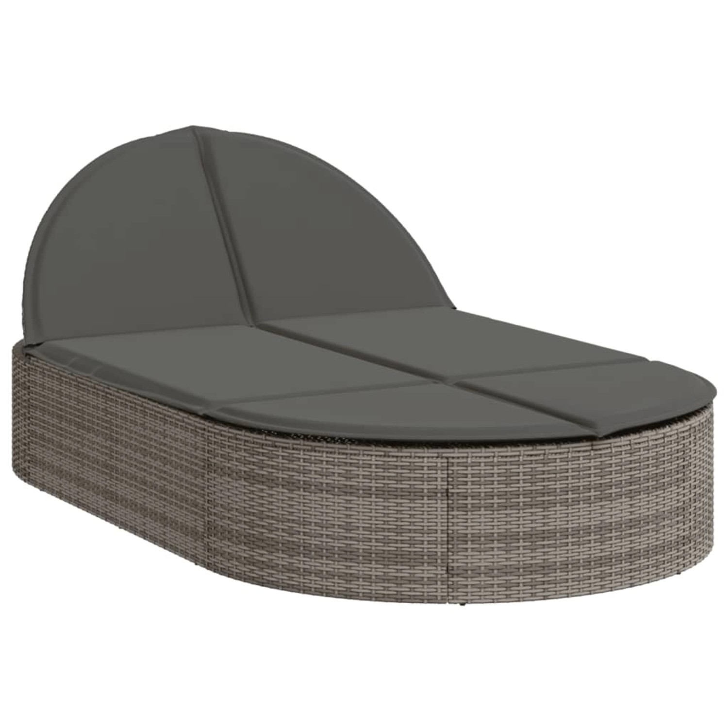 vidaXL Doppel-Sonnenliege mit Kissen Grau Poly Rattan 368648 von VIDAXL