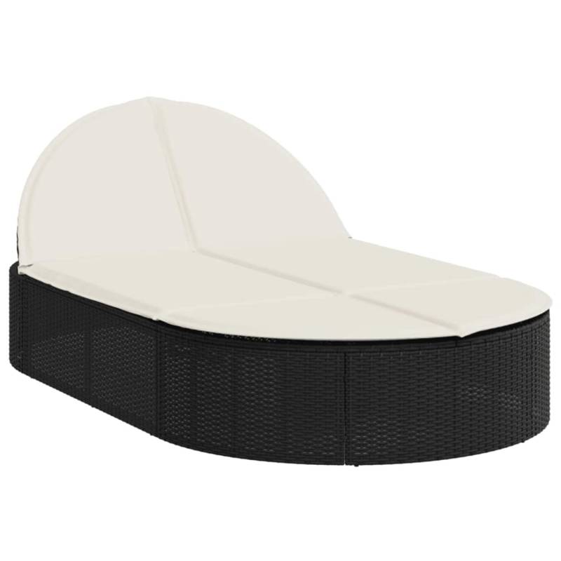 vidaXL Doppel-Sonnenliege mit Kissen Schwarz Poly Rattan 368646 von VIDAXL