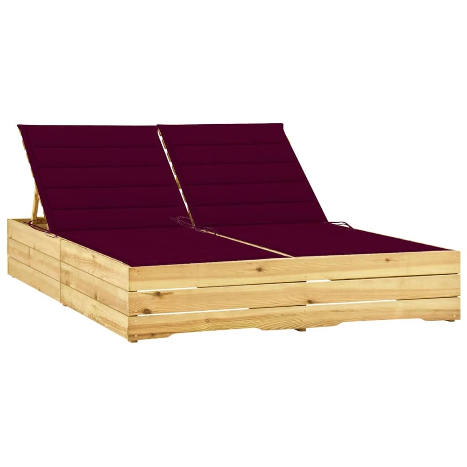 vidaXL Doppel-Sonnenliege mit Weinroten Auflagen Kiefer Imprägniert 3065978 vidaXL Doppel-Sonnenliege mit Weinroten Auflagen Kiefer Imprägniert 3065978 von VIDAXL