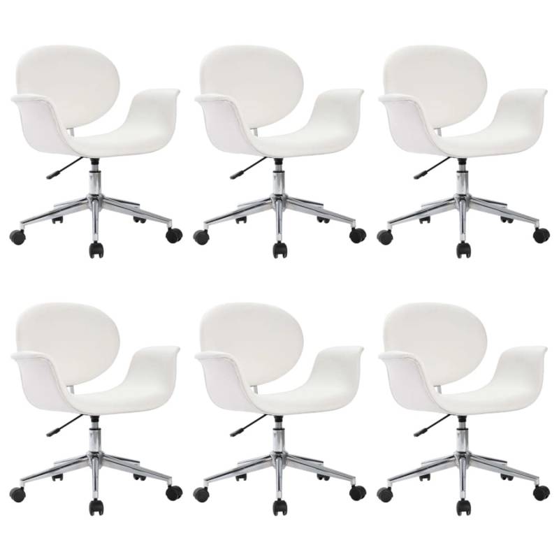vidaXL Drehbare Esszimmerstühle 6 Stk Weiß Kunstleder 3054859 von VIDAXL