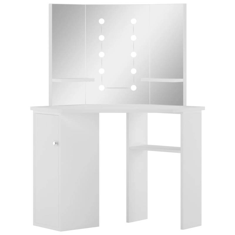 vidaXL Eck-Schminktisch mit LED-Beleuchtung Weiß von VIDAXL