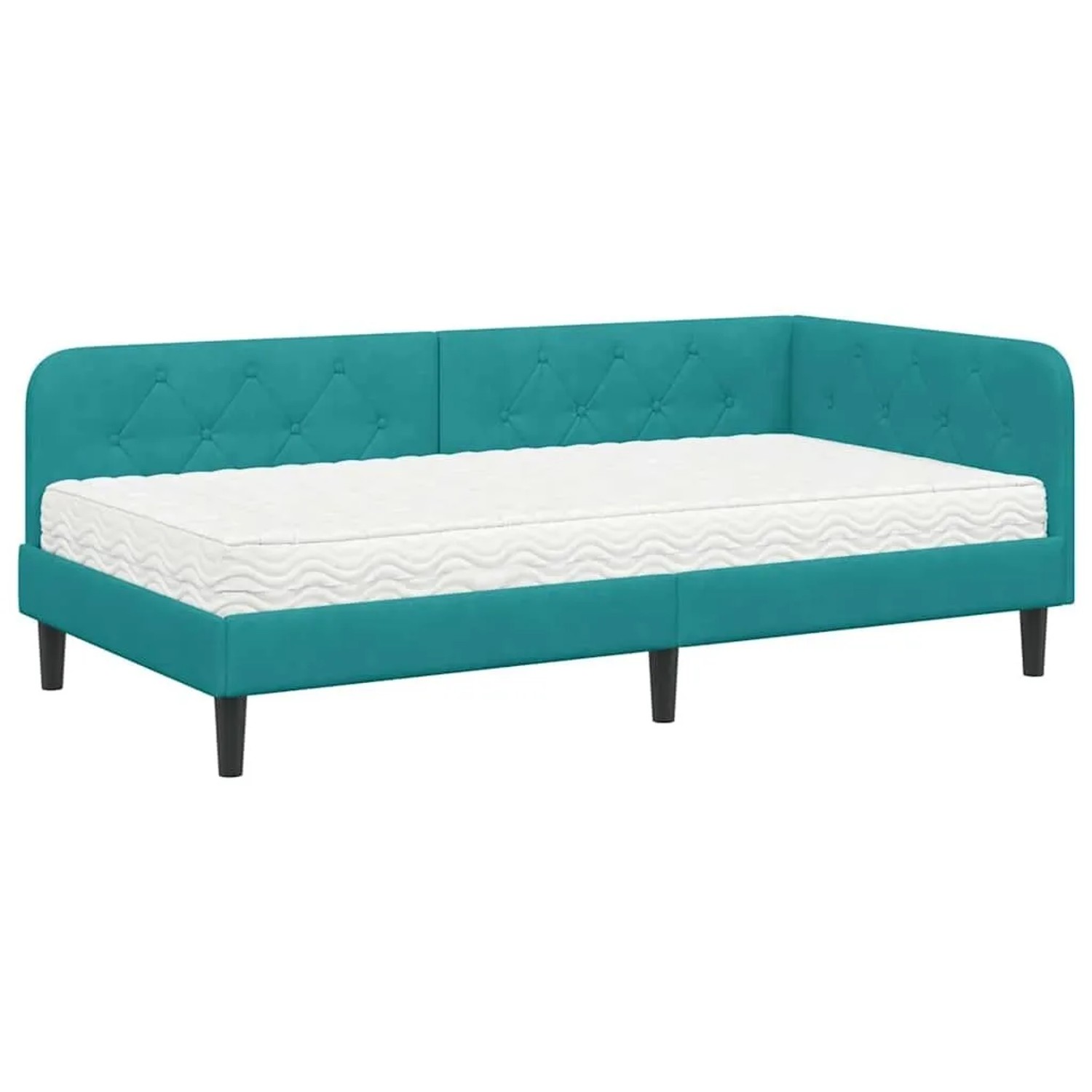 vidaXL Eckbettgestell mit Matratze Türkis 100 x 200 cm Samt 3394172 vidaXL Eckbettgestell mit Matratze Türkis 100 x 200 cm Samt 3394172 von VIDAXL