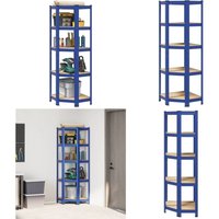 vidaXL Eckregal mit 5 Böden Blau Stahl & Holzwerkstoff von VIDAXL