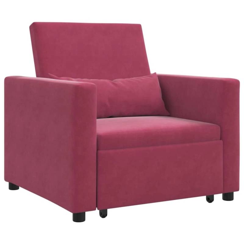 vidaXL Einzel-Schlafsofa mit Rädern Weinrot 90 x 165 x 87 cm Samt 42002702 von VIDAXL