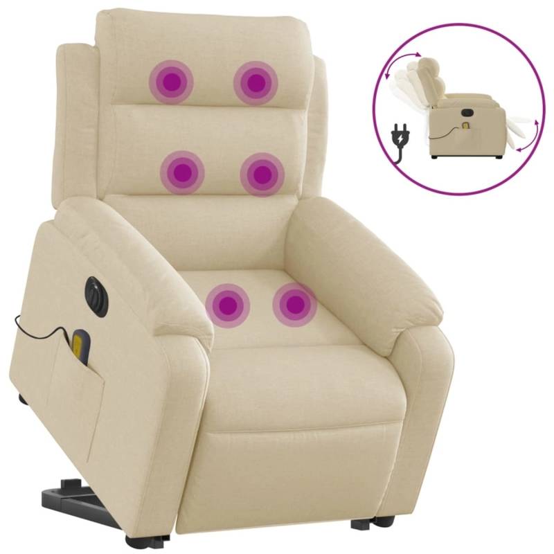 vidaXL Elektrischer Massagesessel mit Aufstehhilfe Creme Stoff Modell 7 von VIDAXL