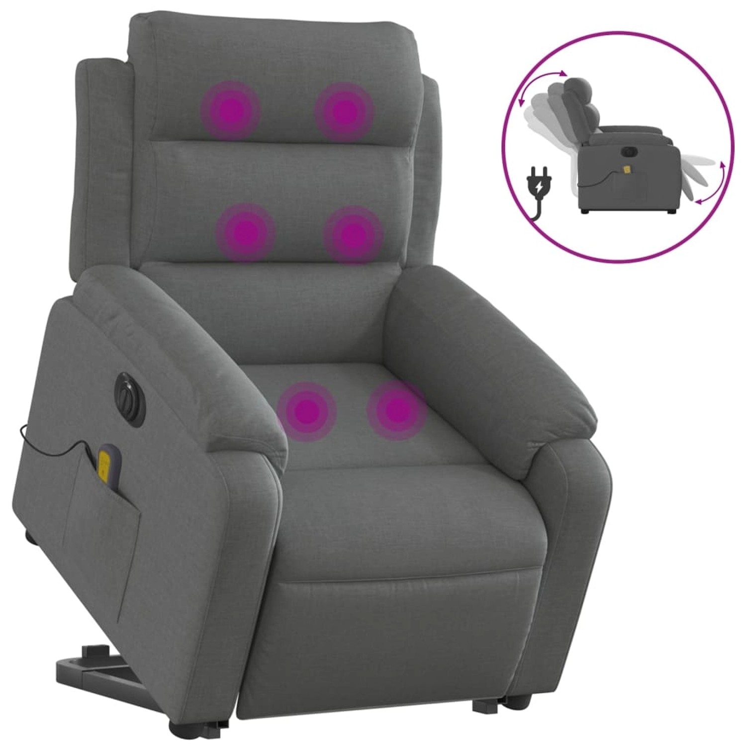 vidaXL Elektrischer Massagesessel mit Aufstehhilfe Dunkelgrau Stoff Modell 1 vidaXL Elektrischer Massagesessel mit Aufstehhilfe Dunkelgrau Stoff Modell 1 von VIDAXL