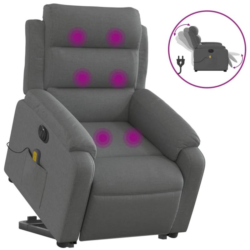 vidaXL Elektrischer Massagesessel mit Aufstehhilfe Dunkelgrau Stoff Modell 1 von VIDAXL