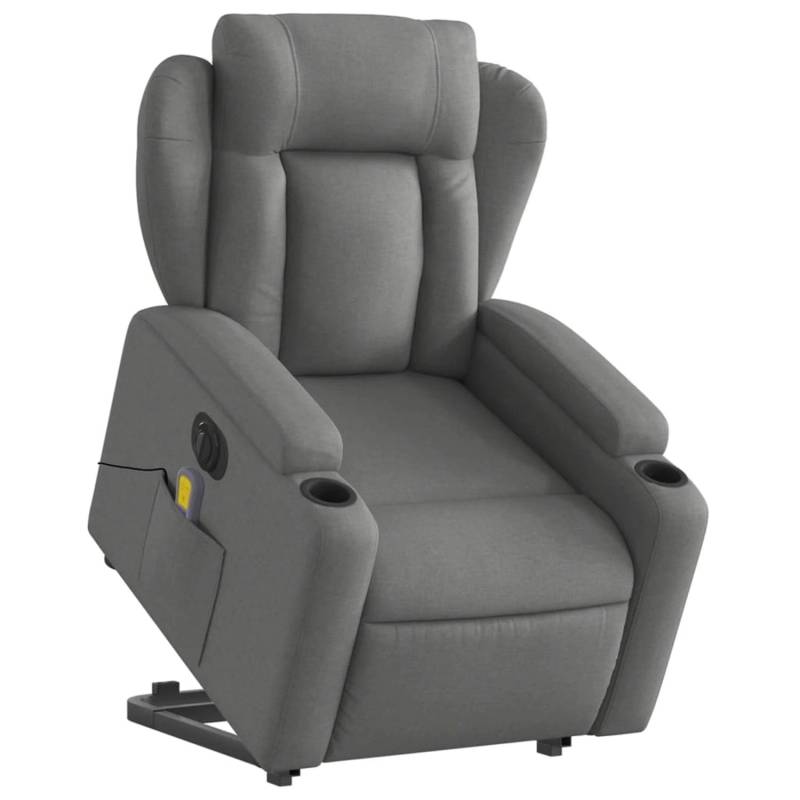 vidaXL Elektrischer Massagesessel mit Aufstehhilfe Dunkelgrau Stoff Modell 6 von VIDAXL