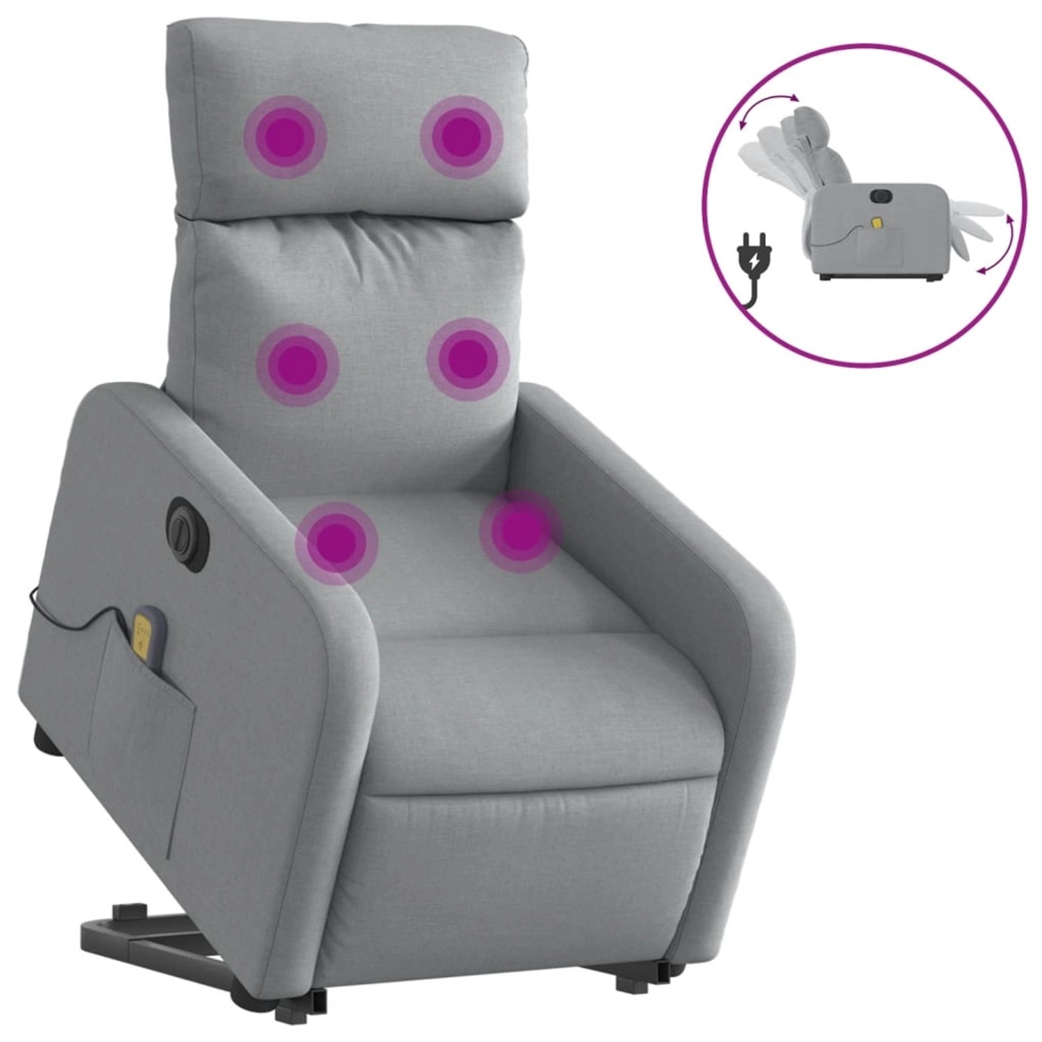 vidaXL Elektrischer Massagesessel mit Aufstehhilfe Hellgrau Stoff Modell 15 von VIDAXL