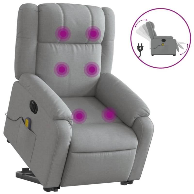 vidaXL Elektrischer Massagesessel mit Aufstehhilfe Hellgrau Stoff Modell 5 von VIDAXL