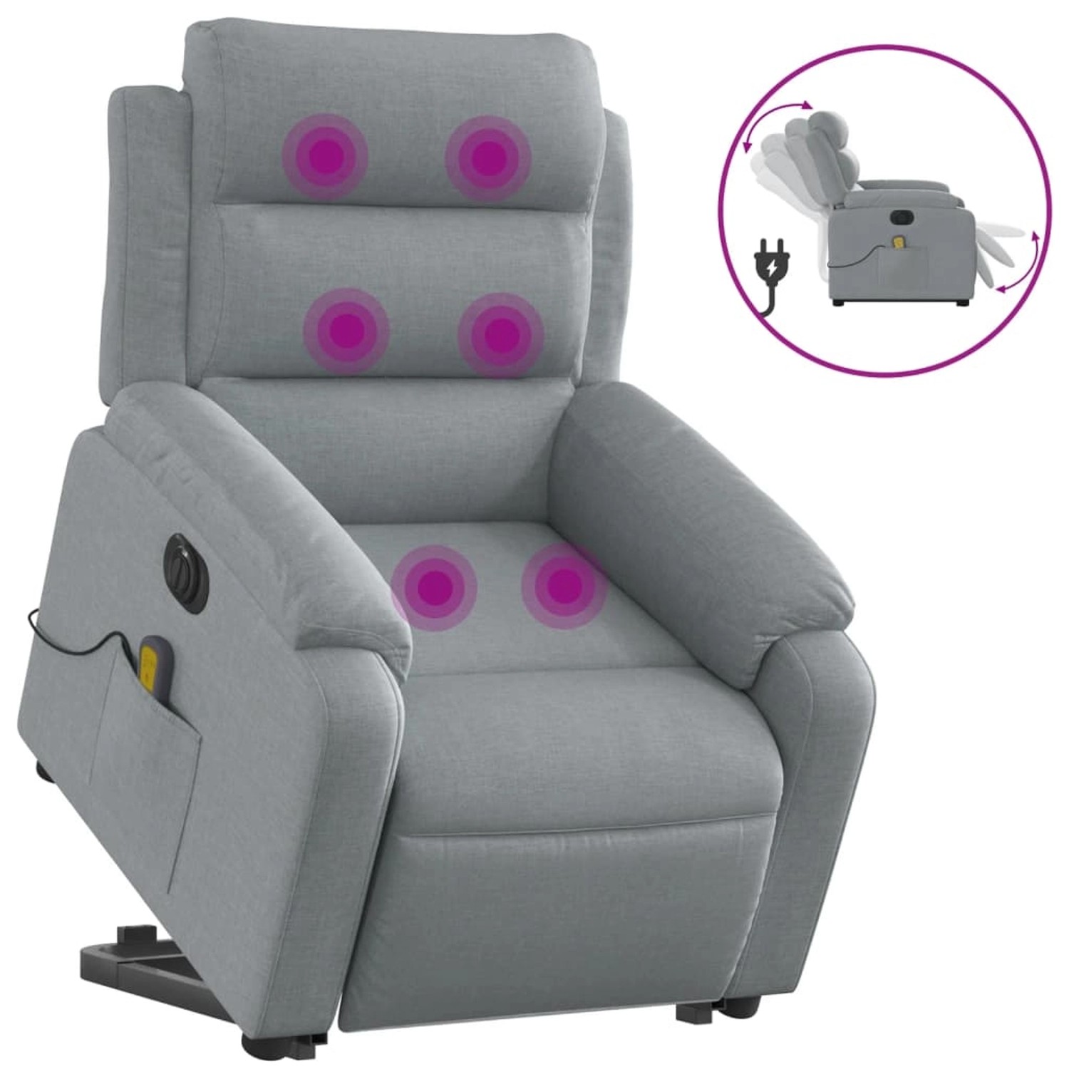 vidaXL Elektrischer Massagesessel mit Aufstehhilfe Hellgrau Stoff Modell 9 von VIDAXL