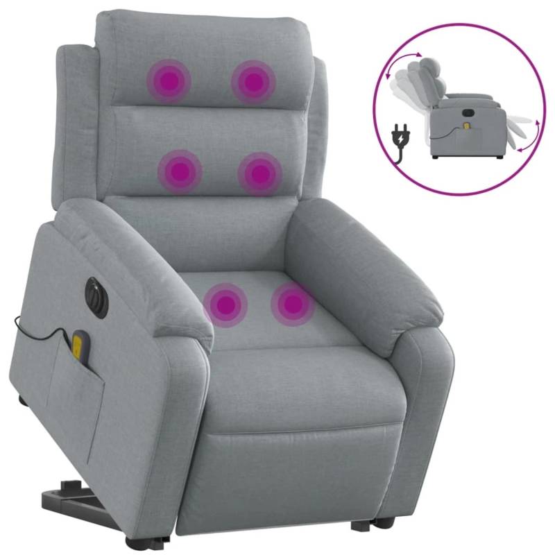 vidaXL Elektrischer Massagesessel mit Aufstehhilfe Hellgrau Stoff Modell 9 von VIDAXL