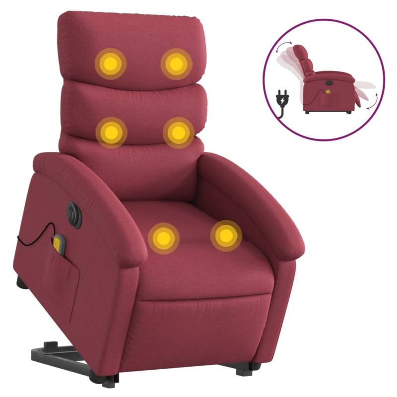 vidaXL Elektrischer Massagesessel mit Aufstehhilfe Weißrot Stoff Modell 4 von VIDAXL