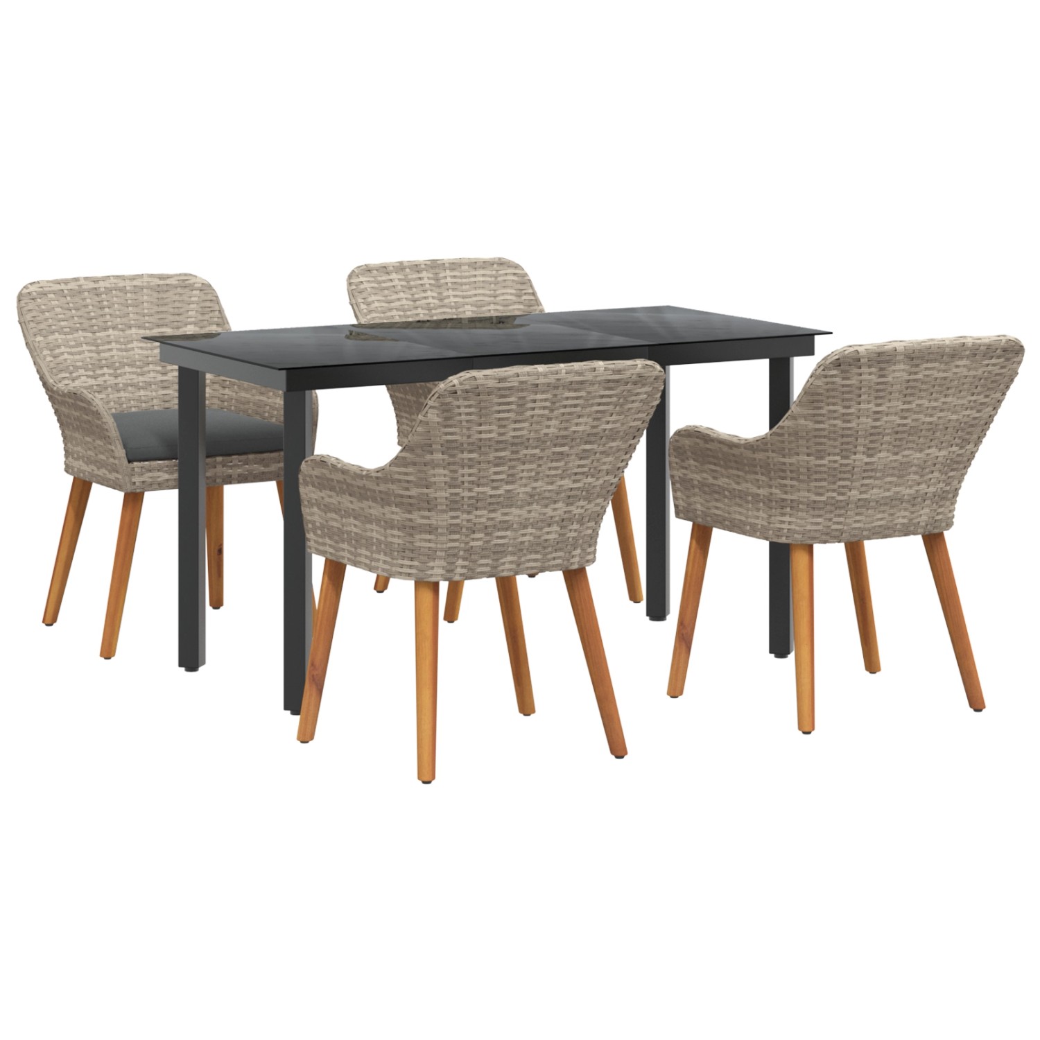 vidaXL Essgruppe 5-Tlg Hellgrau Poly Rattan 3261714 von VIDAXL