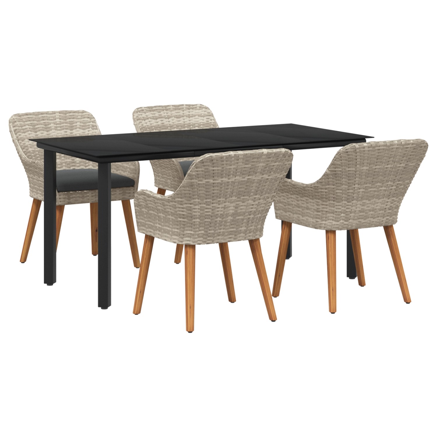 vidaXL Essgruppe 5-Tlg Hellgrau Poly Rattan 3261715 von VIDAXL