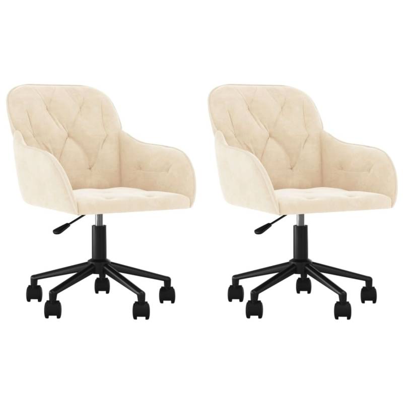 vidaXL Esszimmerstühle 2 Stk Drehbar Creme Samt 3103430 von VIDAXL