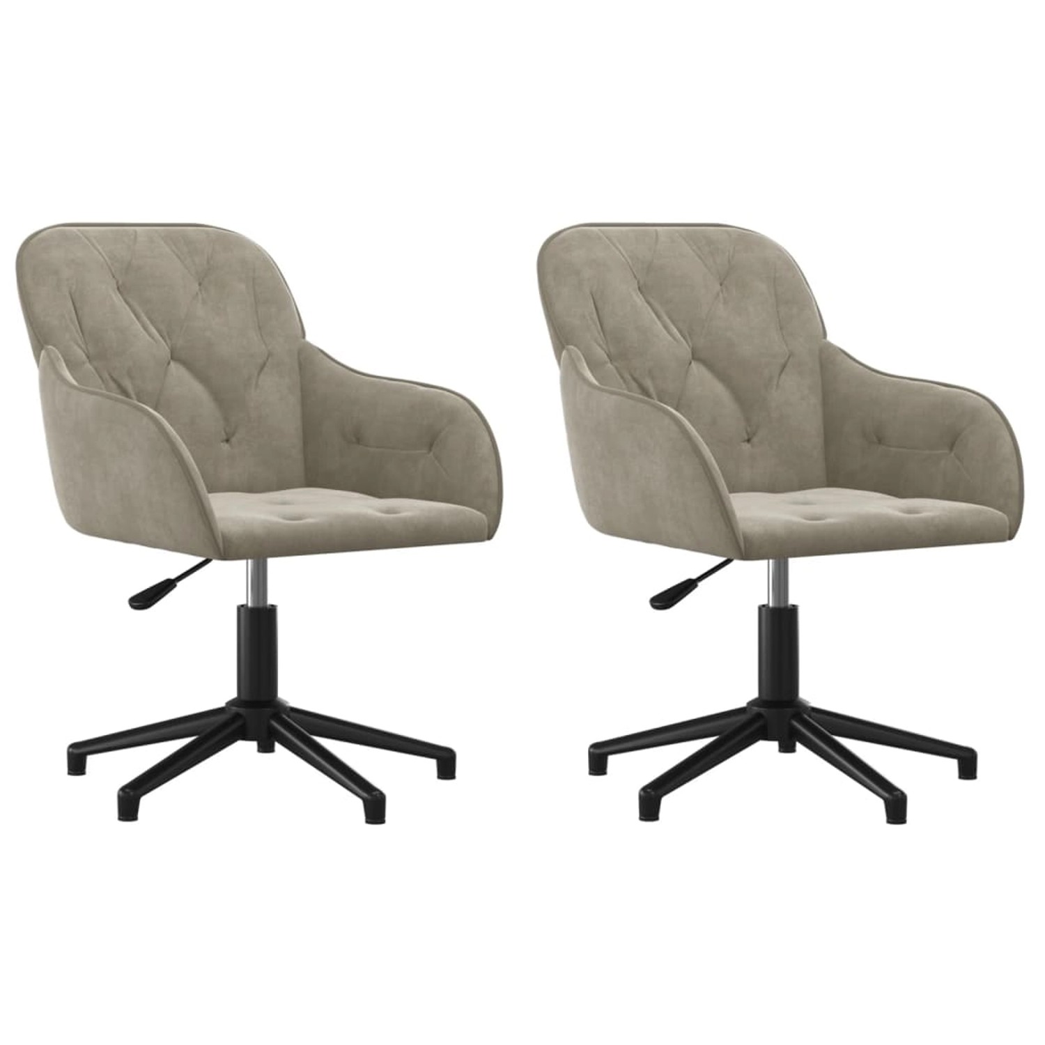 vidaXL Esszimmerstühle 2 Stk Drehbar Hellgrau Samt 3103377 von VIDAXL