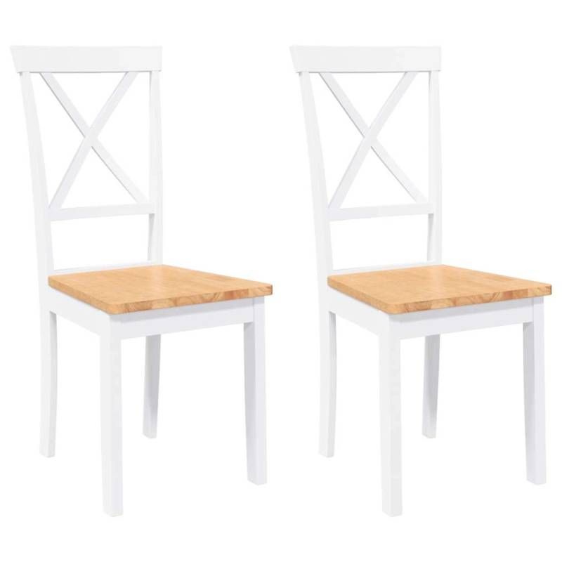 vidaXL Esszimmerstühle 2 Stk Weiß Massivholz Gummibaum 4102406 vidaXL Esszimmerstühle 2 Stk Weiß Massivholz Gummibaum 4102406 von VIDAXL