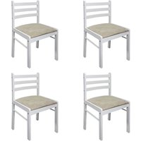 Bonnevie - Esszimmerstühle 4 Stk. Küchenstuhl Weiß Gummibaum Massivholz und Samt vidaXL von BONNEVIE