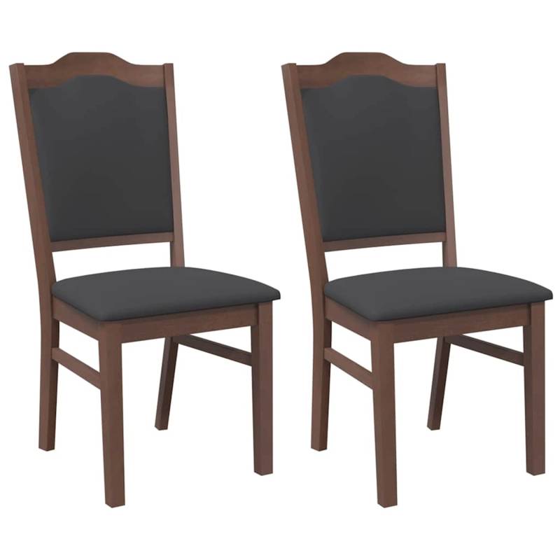 vidaXL Esszimmerstühle mit Kissen 2 Stk Braun Massivholz Gummibaum 4102467 von VIDAXL