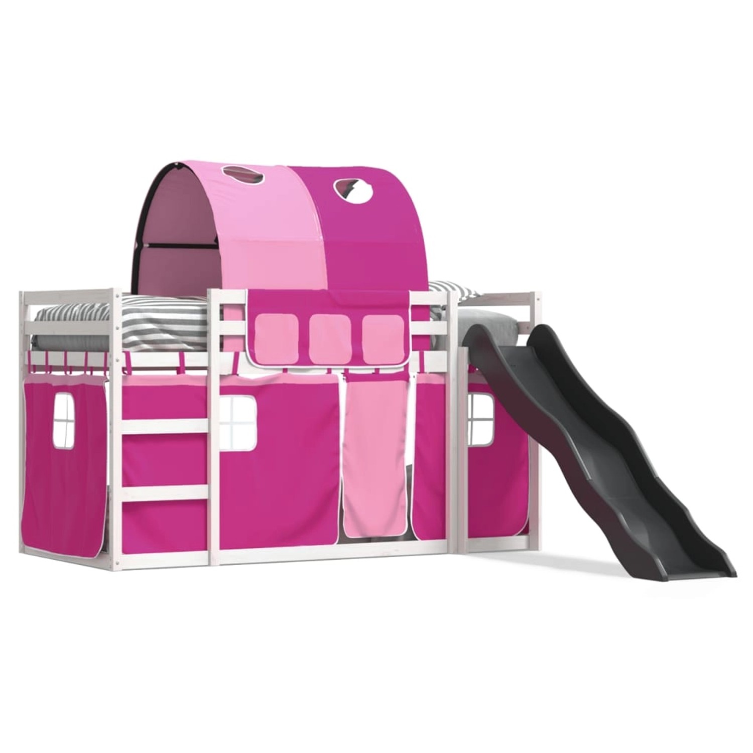 vidaXL Etagenbett mit Rutsche und Gardinen Rosa 90x190 cm2097614 vidaXL Etagenbett mit Rutsche und Gardinen Rosa 90x190 cm2097614 von VIDAXL