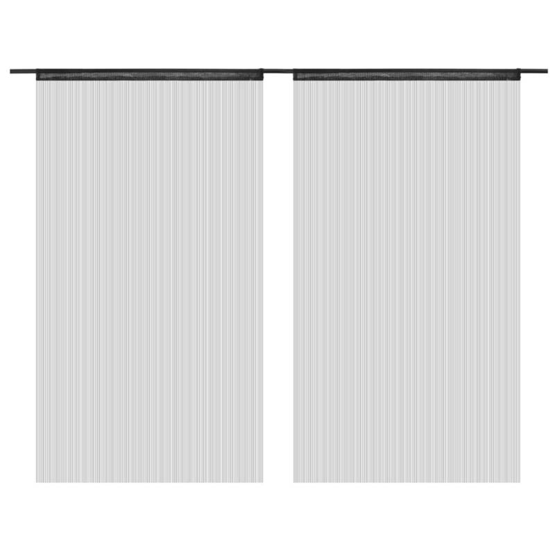 vidaXL Fadenvorhänge 2 Stk 100 x 250 cm Schwarz von VIDAXL