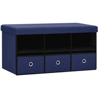 Faltbare Sitzbank mit Stauraum Blau 76x38x38 cm Leinenoptik vidaXL357014 von BONNEVIE