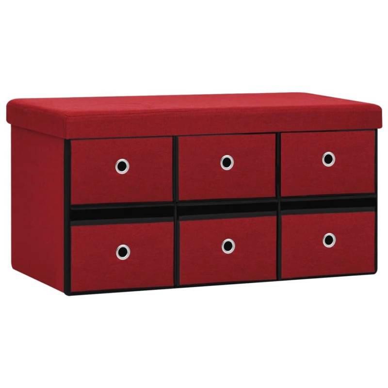 vidaXL Faltbare Sitzbank mit Stauraum Weinrot 76x38x38 cm Leinenoptik von VIDAXL