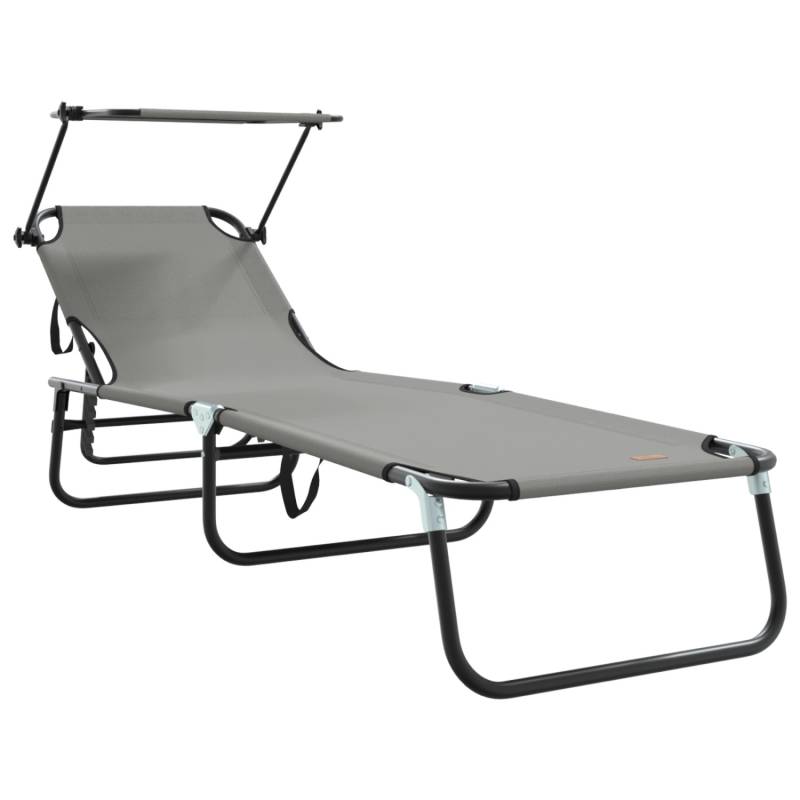 vidaXL Faltbare Sonnenliege mit Sonnendach Grau 600D Oxfordstoff 42003131 von VIDAXL