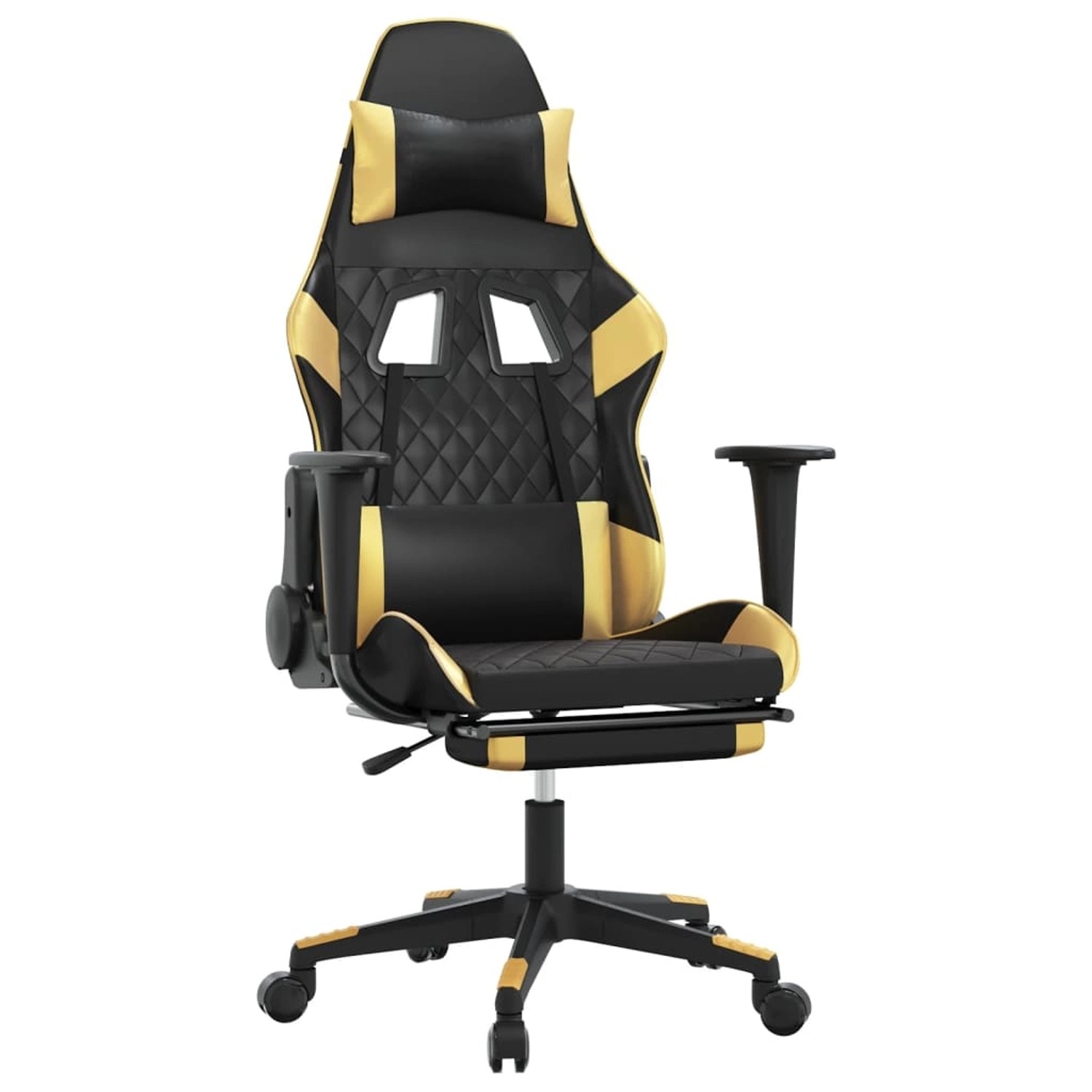vidaXL Gaming-Stuhl mit Fußstütze Schwarz und Golden Kunstleder Modell 4 vidaXL Gaming-Stuhl mit Fußstütze Schwarz und Golden Kunstleder Modell 4 von VIDAXL