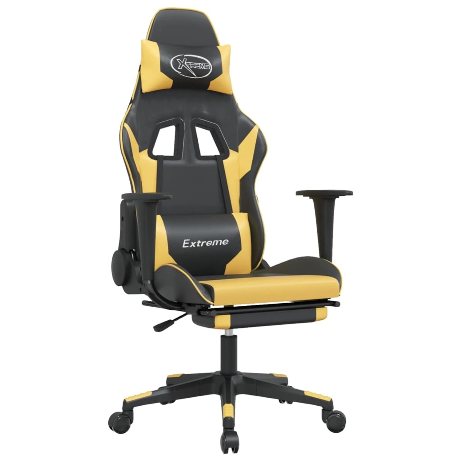 vidaXL Gaming-Stuhl mit Fußstütze Schwarz und Golden Kunstleder Modell 5 vidaXL Gaming-Stuhl mit Fußstütze Schwarz und Golden Kunstleder Modell 5 von VIDAXL